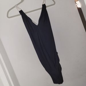 J Crew one piece bathing suit. Navy blue with tassels.